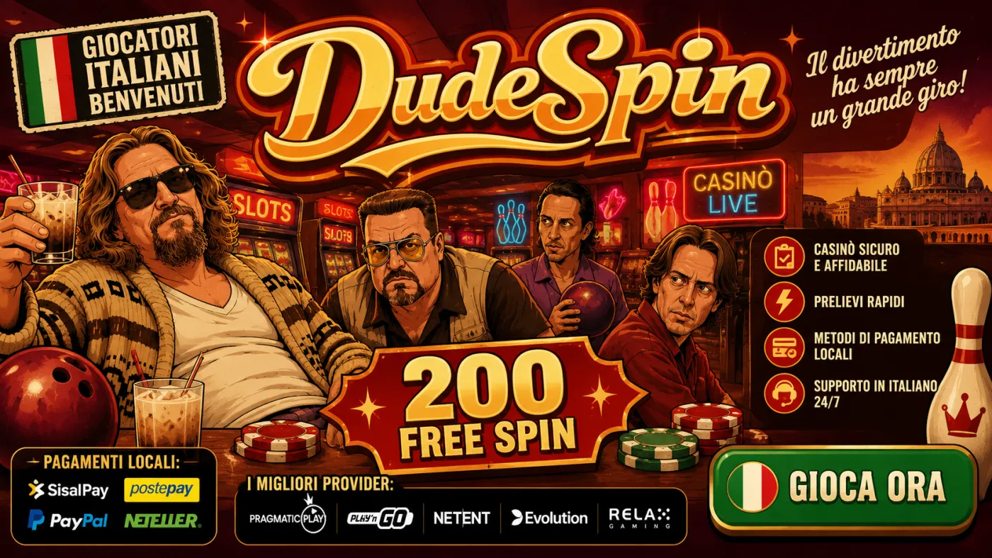 Dudespin Casinò — 200 free spin di benvenuto per i giocatori italiani